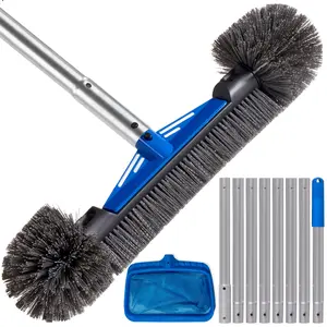 Best Choice Products Pool Cleaning Starter Kit  Pool Brush, Skimmer Net & 9 ft Aluminum Pole for Wall & Surface Cleaning