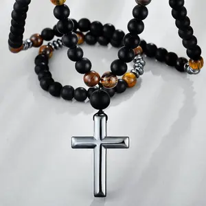 Bead Necklace for Men Tiger Eye Healing Necklace Men Necklace