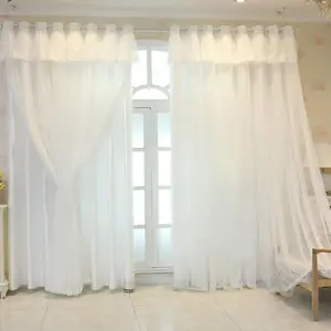 Modern Princess Style Double Layer Blackout Curtains, Elegant Home Decor for Living Room and Bedroom, Casual Korean Weave Design, Home Decoration Curtain