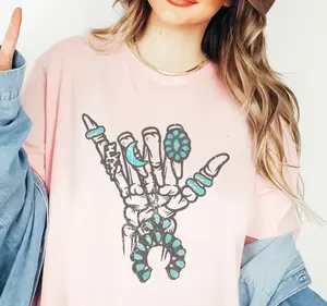 Boho Hand T-Shirt Skull Hand Tshirt Boho Skull Tee Skull Boho Shirt Hand Boho T-Shirt Hand Skull Tshirt Western Boho Tee Soft Print Shirt Top Womenswear Comfortable Day