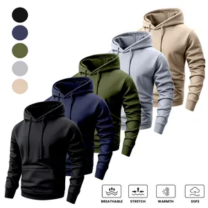 Men's Hoodie & Drawstring Sweatpants Set Casual Athletic Long Sleeve Hooded Jacket & Trousers for Fall Winter Polyester Tracksuit Soft Comfortable Loose Fit