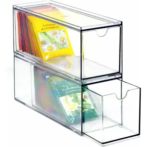 3 Drawers Plastic Kitchen Pantry Stackable Storage Organizer, Plastic  Packet Organizers, Stackable  Bag Holder, 9" x 3" x 3.5"