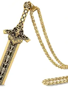 Vintage Nordic Viking Lion Head Sword Necklace, Antique Silver Color Chain, Unique Jewelry for Men and Women, Perfect Gift Idea