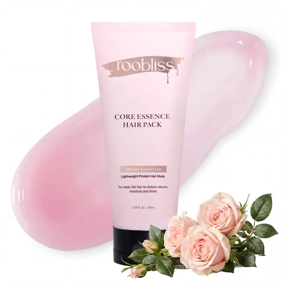 ROOBLISS Core Essence Hair Mask Pink, Volumizing Hair Pack for Fine, Flat & Damaged Hair, Low Molecular Keratin & Silk Protein, Sweet Floral Scent, Korean Hair Care (6.76 Fl Oz / 200ml)