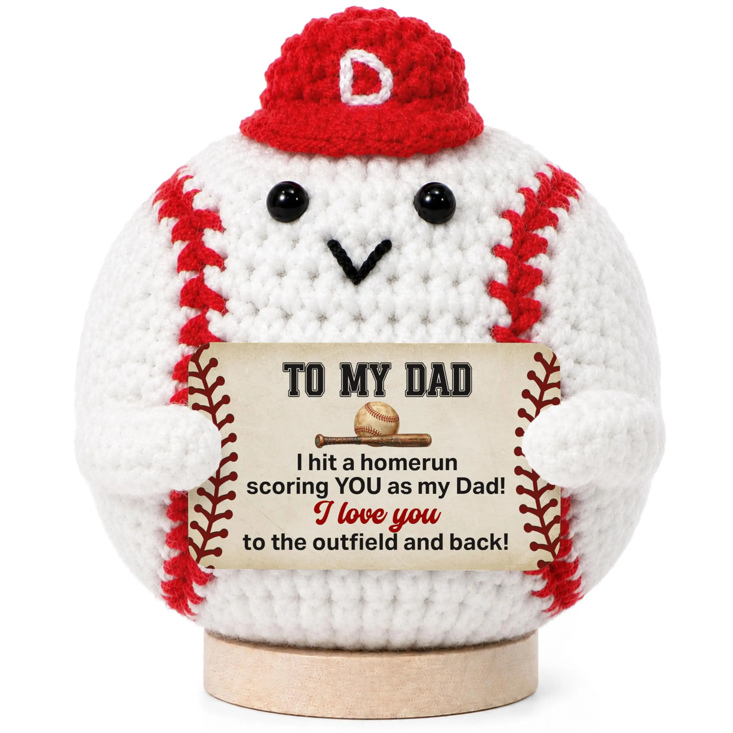 OASSIE Dad Gifts from Son Daughter - Emotional Support Crochet Baseballs - Father's Day Birthday Gifts for Dads Papa Father-in-Law Stepdad, Sporty Dad Birthday Gift, Baseball Crochet
