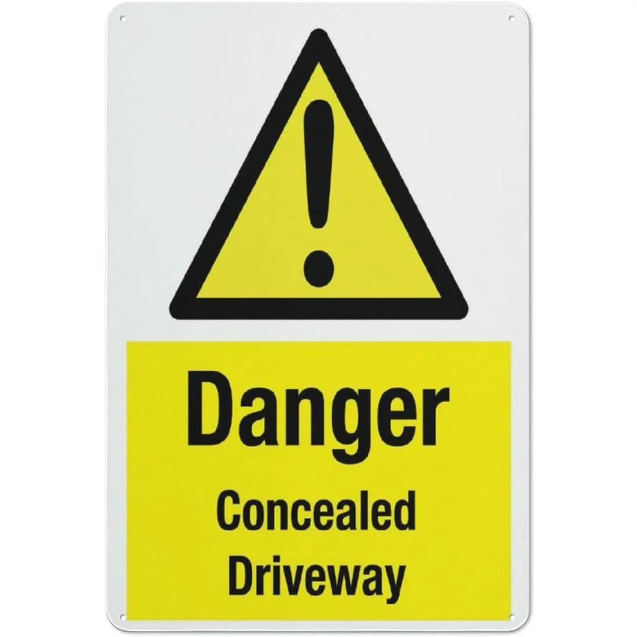 Reflective Concealed Driveway Danger Sign, 12x8 In Aluminum - Easy to Read From a Distance, Bright Font, UV-Protected, Waterproof, Fade-Resistant, 4 Pre-Drilled Holes