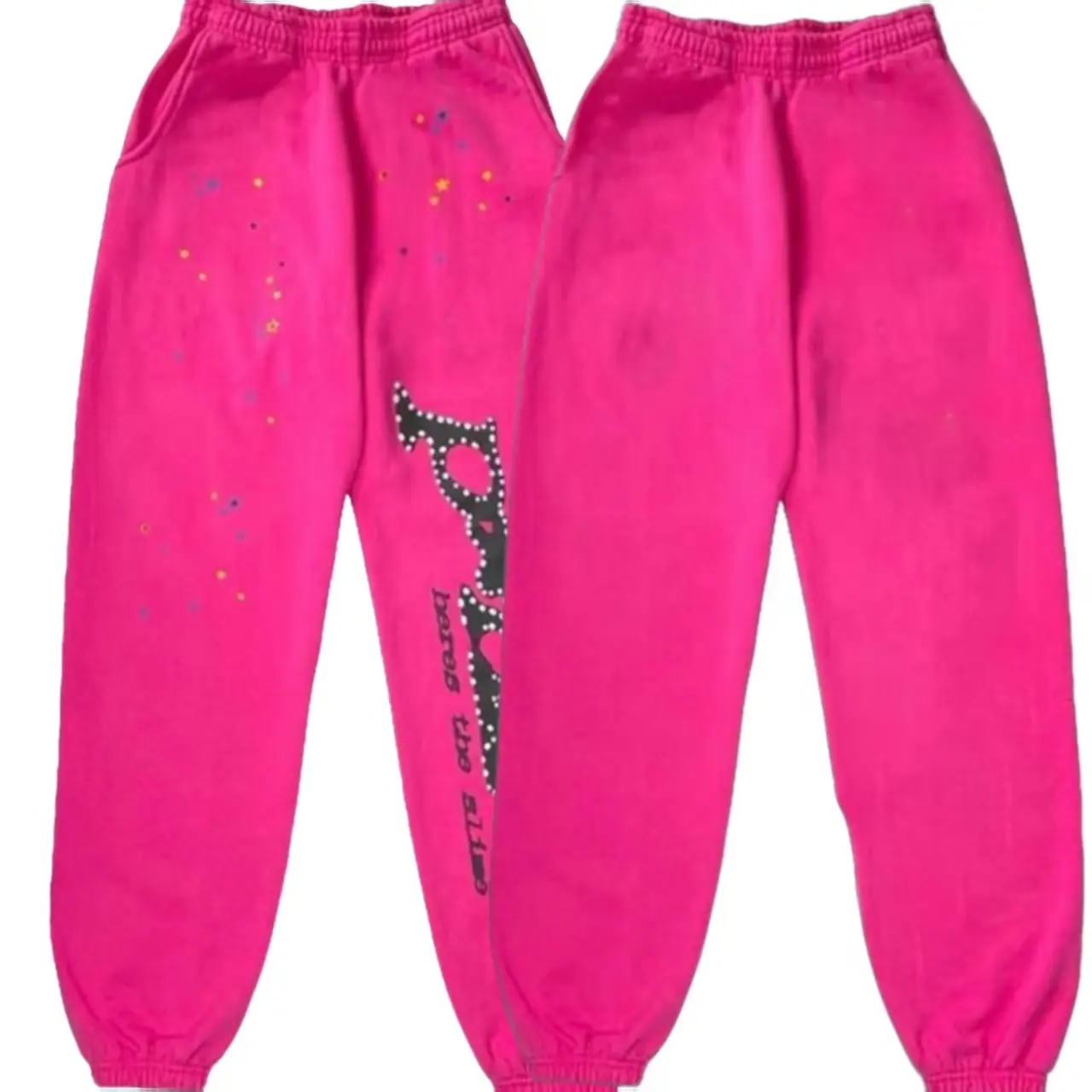 Y2k Men's sweatpants, Spider Web Pattern, Letter Print, Colorful Stars, Street Punk Style, Casual Fitted, Fall & Winter, Graphic casual pants