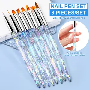 8-Piece Acrylic Nail Art Brushes Set, Soft Fine Tips for Nail Design, Gradient Gel Painting, DIY Nail Art Tools, Perfect for Creative Manicures