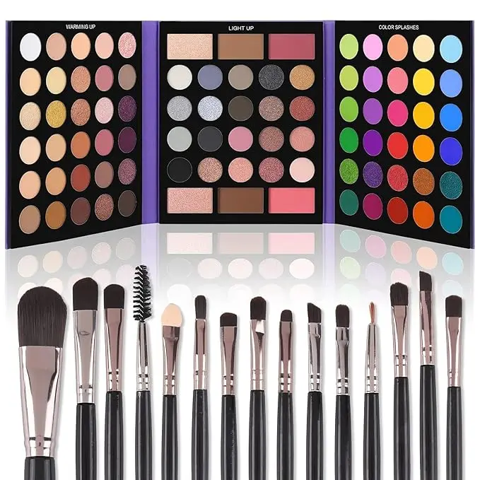86 Colors Eyeshadow Palette with 15-Piece Makeup Brush Set | Pigmented Matte, Shimmer & Glitter Eye Shadow Kit
