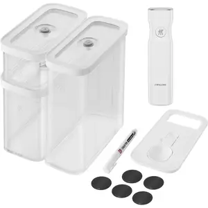 ZWILLING Fresh & Save Cube Box Set, 6-pc, Plastic, Airtight Dry Food Storage Container, Medium Cube Set with Pump