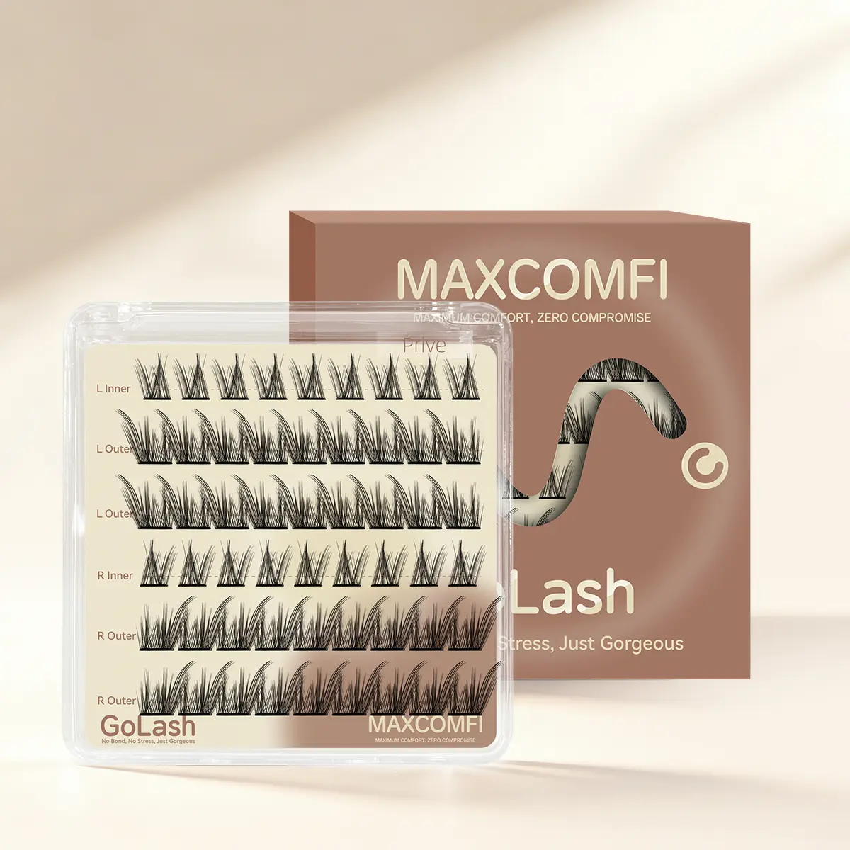 Maxcomfi Ash Gray Privé No Glue Lash | Winged Manga Individual Lashes Left & Right Split Design, Pre-Mapped Split Left & Right Eye Eyelashes, Reusable Self-Adhesive False Lashes For Teen & Young Girls Daily Makeup