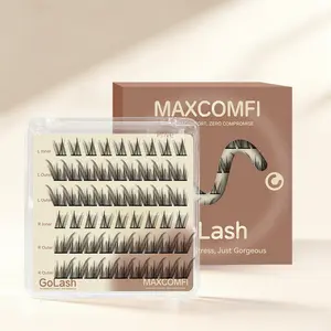 Maxcomfi Ash Gray Privé No Glue Lash | Winged Manga Individual Lashes Left & Right Split Design, Pre-Mapped Split Left & Right Eye Eyelashes, Reusable Self-Adhesive False Lashes For Teen & Young Girls Daily Makeup