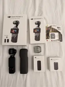 DJI Osmo Pocket 3 Black Gimbal Camera Bundle Battery Handle 64GB microSD