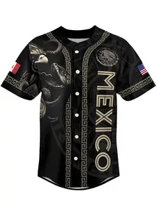 Mexico Heat Baseball Jersey-Sporty & StylishButton-Up with Green, White & Red Accents! Mexican Hot Weather Baseball Jersey, Stylish Button Design with Accents, Perfect for Sports Fans & Casual Wear, Sports Clothing