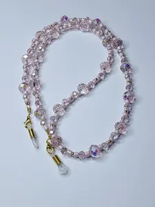 Pretty in Pink Eyeglass Chain & Necklace Accessory with Pink Glass Beads and 14k Gold-filled or Stainless Steel Material
