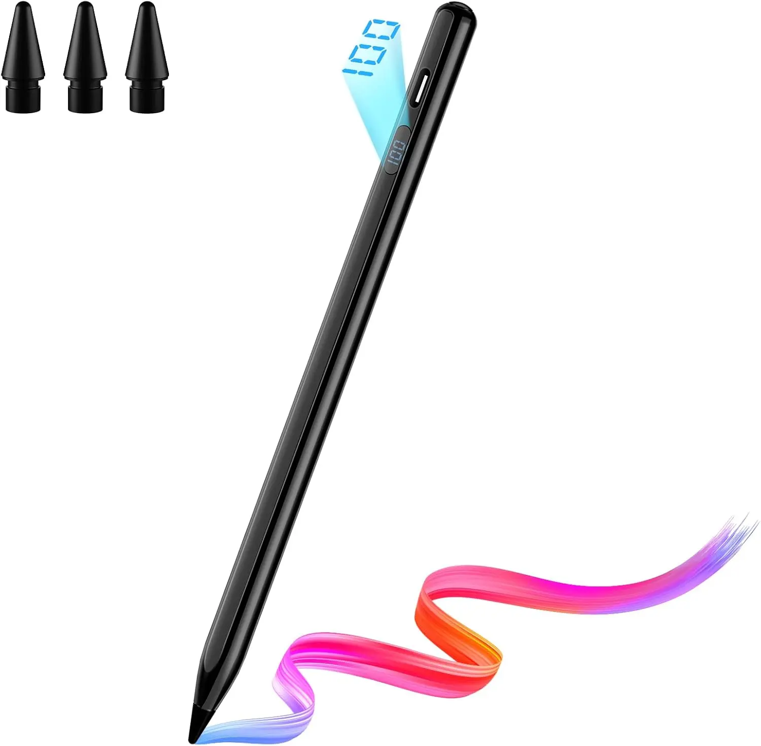 Stylus Pen for iPad 2018-2026, USB-C Fast Charging Pencil with LED Power Display Tilt Sensitivity for Apple iPad A16/11/10/9/8/7/6, Air M4/M3/M2/5/4/3, Pro M5/M4 13"/12.9"/11", Mini 7/6/5 BackToSchool