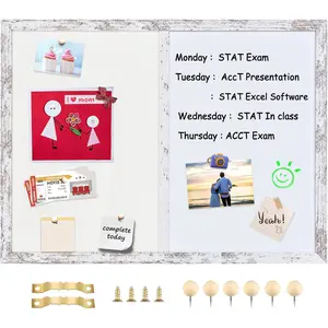 Bulletin Board Whiteboard White Felt Board Combo for Office School Kitchen Bedroom, White  Frame,17.7"*23.6",Whiteboard+WH-4560WH