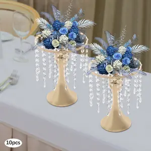 10 Pcs 10.23in Centerpieces Table Tall Crystal Flowers Stand, Crystal Flower Arrangement Stand, Wedding Centerpieces For Tables, Tall Metal Flower Vase Holders For Wedding, Event, Reception, Birthday, Home Decor(Gold/Silver) Gift