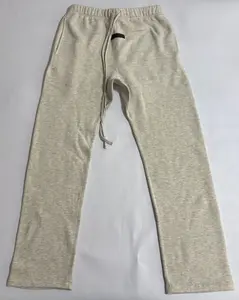 Uncuffed Sweatpants Light Oatmeal Joggers Relaxed Oversized Fit Design Unisex Casual Lounge Athletic Pants with Pockets, CleanFit with Drawstring