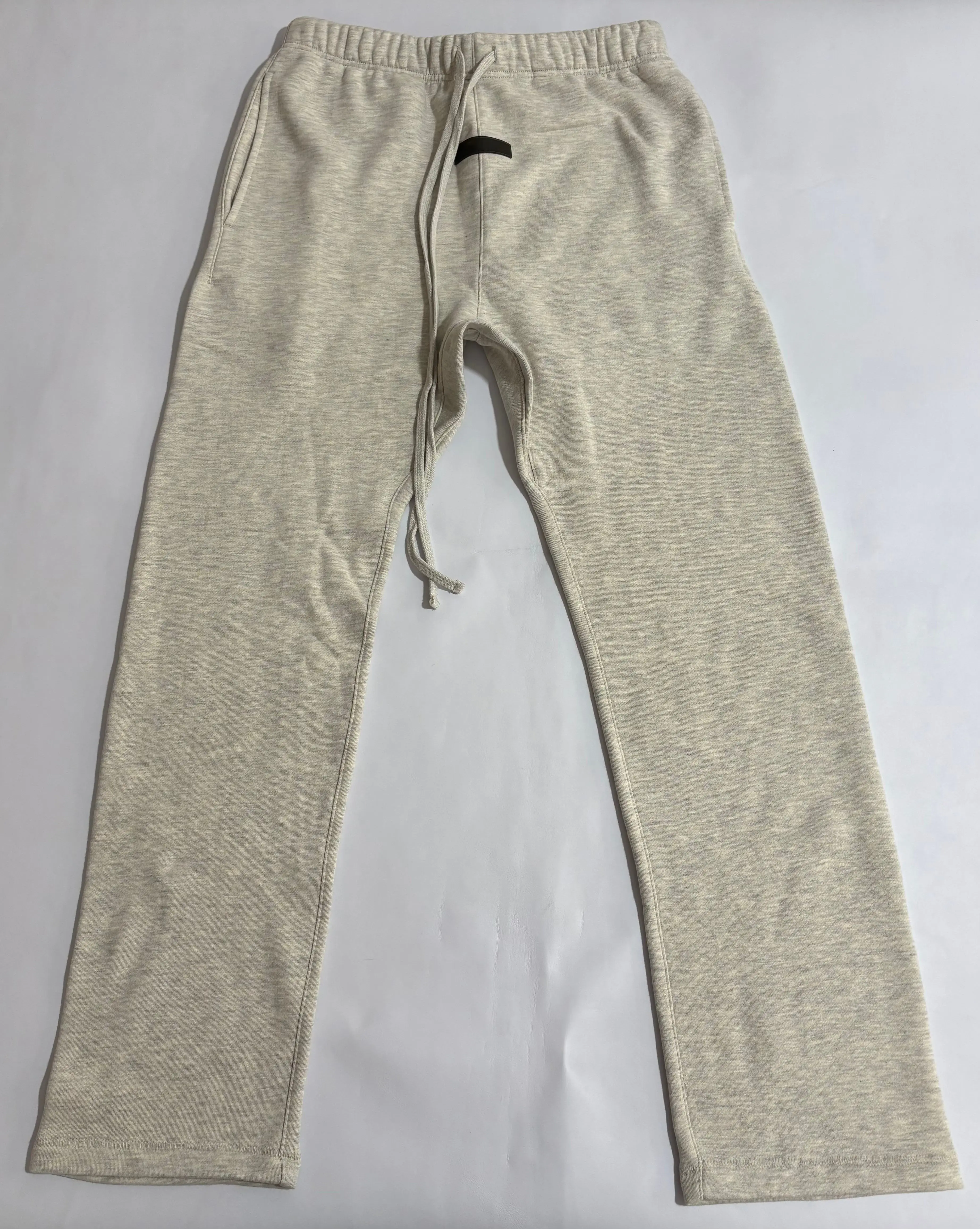 Uncuffed Sweatpants Light Oatmeal Joggers Relaxed Oversized Fit Design Unisex Casual Lounge Athletic Pants with Pockets, CleanFit with Drawstring