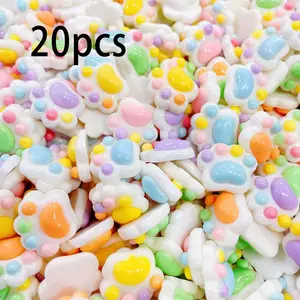 Random Color Cat Paw Design Resin Charms, 20pcs/set Colorful Animal Paw Shape Charms, DIY Crafts for Jewelry Making, DIY Accessories for Bracelet & Necklace, DIY with Charms, DIY Jewelry Decoration