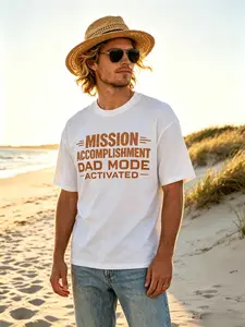 Mission Accomplishment Dad Mode Activated T-Shirt | Funny Fatherhood Graphic Tee | Casual Dad Joke Top for Men
