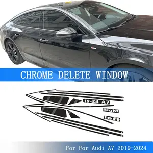 For Audi A7 4K 2019-2024 Window Trim Chrome Delete Sticker Glossy Black Exterior Modification Decal Sticker For Cars