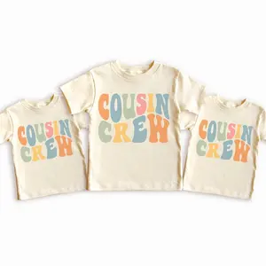 Cousin Crew Shirts for Kids, Big Cousin Shirts Matching Cousin T-Shirt, New to the Cousin Crew Shirt Cousin Tee, Cousins Beach Vacation Inspirational Floral T-Shirt Rainbow Letter Print Plus T-shirt
