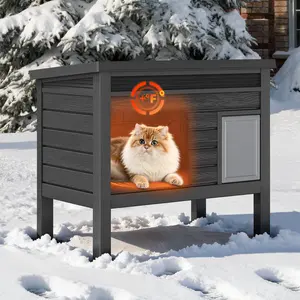 Heavy-Duty Outdoor Winter Cat Shelter with Escape Door, Waterproof & Windproof Feral Cat House for All-Season Protection