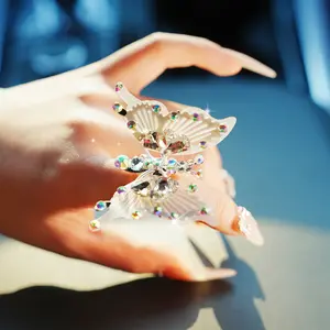 4Pcs Sparkling 3D Butterfly Patches - Rhinestone Car Air Vent Stickers Set Traceless Adhesive Home/Room Decor for Women & Girls, Cute Aesthetic Crystal Accessories Butterfly decoration