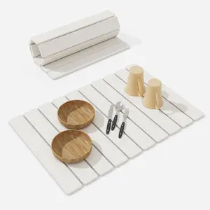 Large Stone Texture Drainage Tray Set, Fast Drying Marble Design, Kitchen Ideal Choice, Dark Color, 2 Sizes, Practical Storage Solution