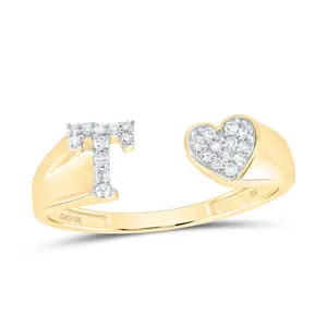 1/10Ctw-Dia Nk Gift Initial "T" Ladies Heart Ring (1.64 grams)