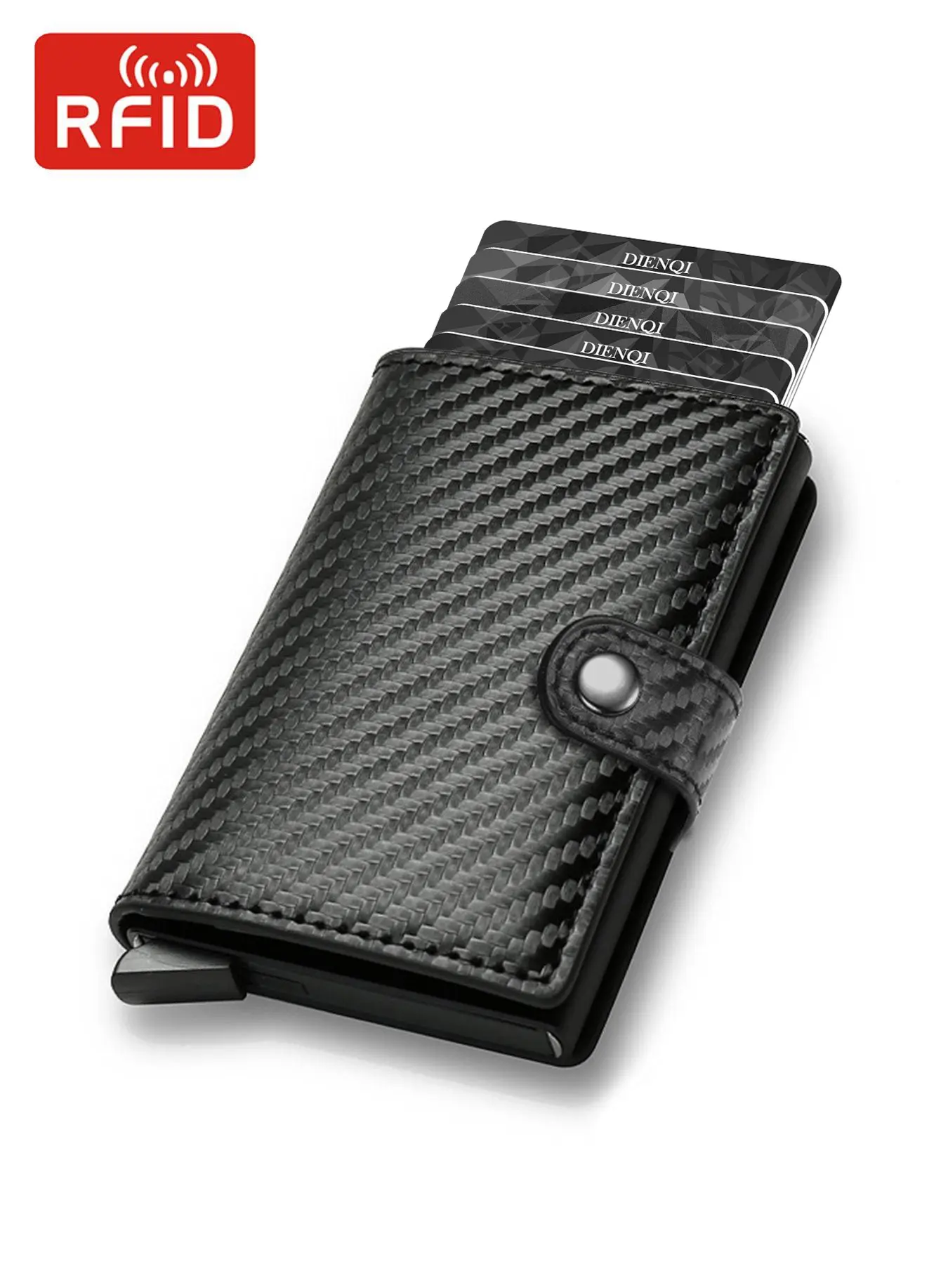 Rfid Credit Card Holder Men Wallets Luxury Small Smart PU Leather Wallet Metal Business Mini Cardholder Case Women Minimalist Walet for Men, Casual, Father's Day Gift, Minimalist Rfid Blocking, Rfid Protected Wallet