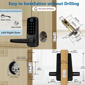 Smart door locking tool, Door Knobs & App Control, keyless entry door locking tool requiring batteries, with handle (without batteries), digital electronic door locks for front doors, hotels, offices