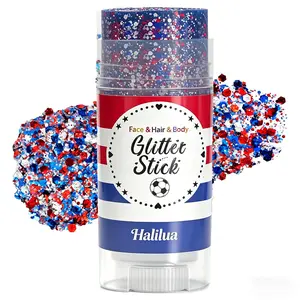 Patriotic Body Glitter Stick,Red White and Blue for 4th of July Decorations of USA,Hair Glitter for Women Kids,Waterproof Face Glitter Gel Makeup for Independence Day,Memorial Day, Veterans Day
