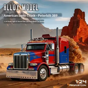 H06111 Semi Truck Toy Heavy Truck Tow, Metal Diecast Trucks Model with Light and Sound, Pull Back, Trucks and Trailer Toys for Boys, Ideal Birthday & Children's Day Gift, Toy Vehicles for Kids Boys Age 3+