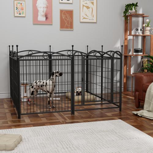 Heavy Duty 8-Panel Metal Dog Playpen with Door, 32" Indoor/Outdoor Pet Exercise Pen for Large, Medium & Small Dogs, Foldable Puppy Fence for Yard, Camping, Home - Easy Setup Portable Kennel