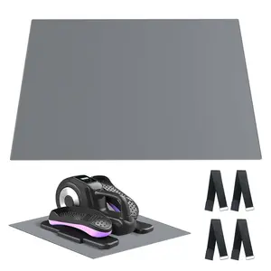 Ellipse Leg Exerciser Machine Mat - 23.6" * 21.6" Non-Slip Workout Mat for Under Desk Ellipticals - Stepper Floor Mat with Pedal Straps - Machine Accessorie for Foot Pedal Exerciser (Grey)