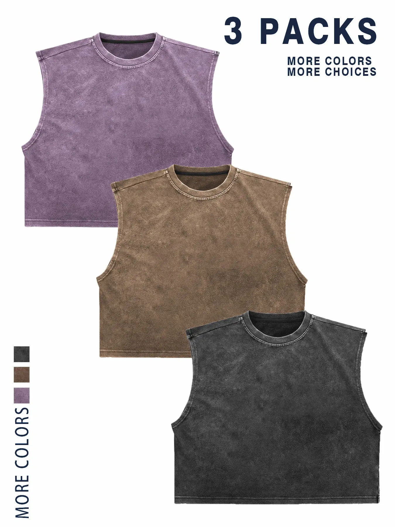 【TDOTW】4-Pack Acid-Wash Sleeveless Tank Tops Workout Tanks – Men's Casual Daily & Workout Outfits, Soft Cotton Blend Fabric, Relaxed Fit, 4-Pack Set, Multi-Color Washed Style, Menswear 【TDOTW】4-Pack Acid-Wash Sleeveless Tank Tops Workout Tanks – Men's Casual Daily & Workout Outfits, Soft Cotton Blend Fabric, Relaxed Fit, 4-Pack Set, Multi-Color Washed Style, Menswear
