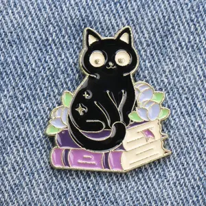 Dark Punk Magic Cat Cartoon Animal Brooch Books Black Cat Alloy Badge Clothes Backpack Accessories