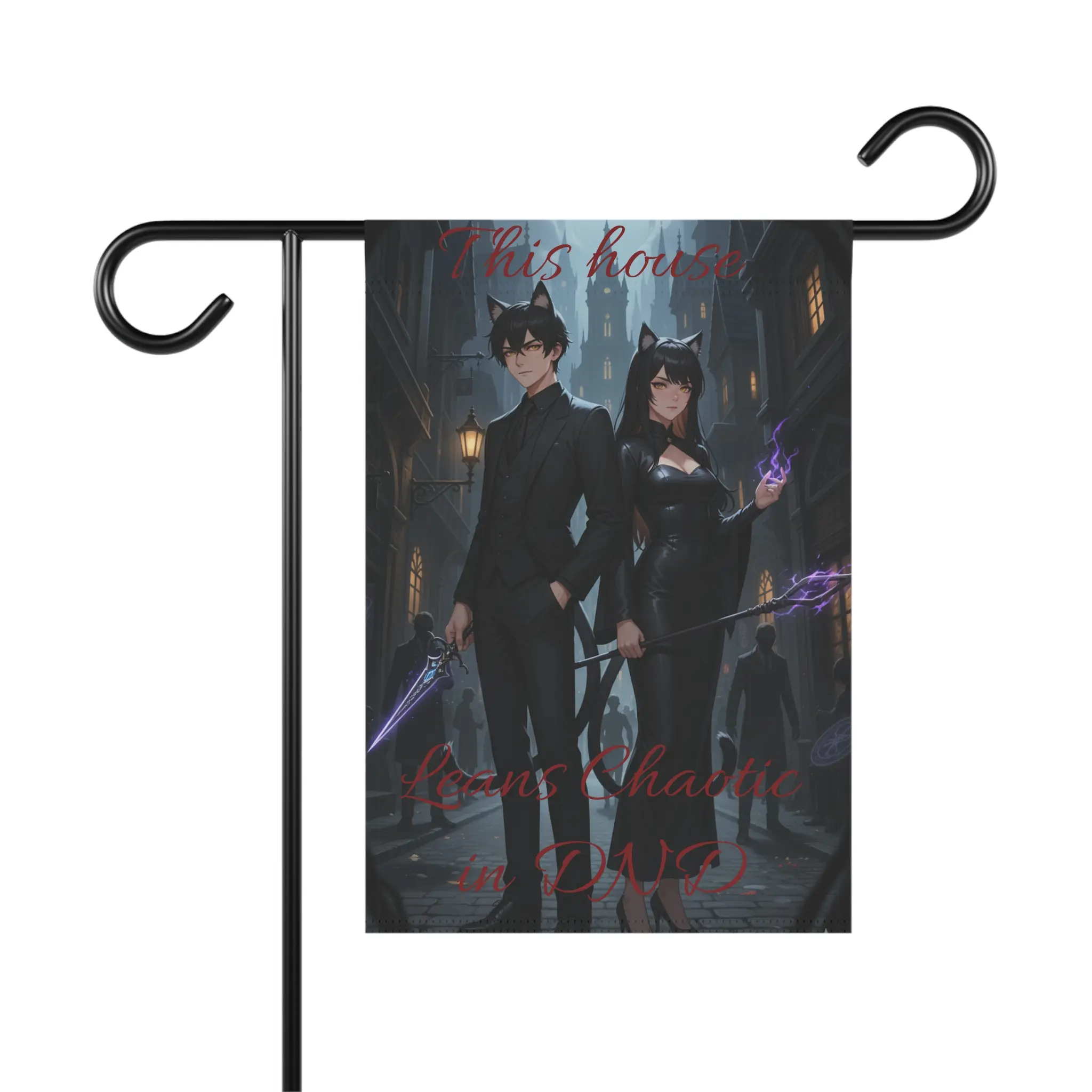 Chaotic House Banner, DND, Cat Demi-Humans, Mafia, Garden Flag, Wall Hanging, Outdoor Decoration, Geek Home Decor