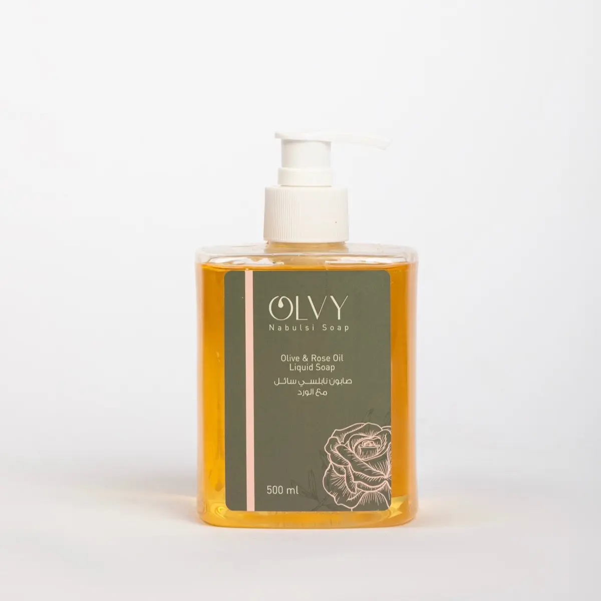 Nabulsi Pure Olive Oil Liquid Soap With Rose Oil - Hand and Body Wash - 16.9oz in Pump Bottle Body Care Luxury Blend Daily Gentle Hand Soap Nourishing Sensitive