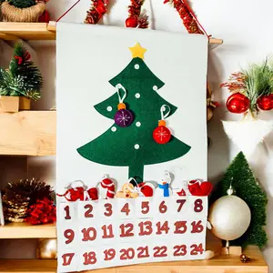 Fillable Advent Calendar With Ornaments Handmade | Fabric Felt Christmas Advent Calendar 2024 Reusable & Refill | Felt Advent Calendar With Pockets