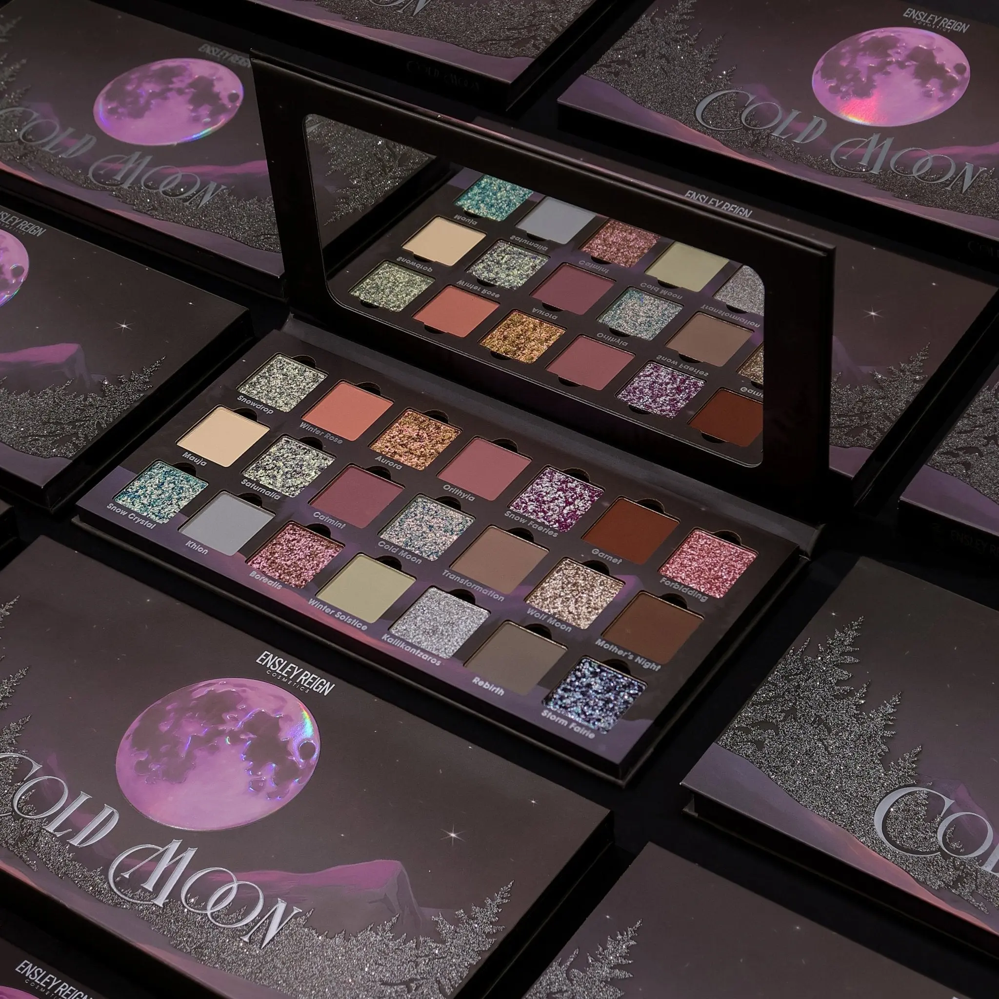 Cold Moon Volume 1 Pressed Pigment & Eyeshadow Palette,  Shimmer Makeup Winter Flower
