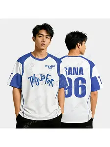This is for Unisex Jersey Blue and White Contrast FashionMusic Tee 2026 KPOP Pop Fan Gift Top Children Adult T-shirt