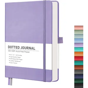 Dotted Journal Notebook, 256 Pages, A5 Medium Size (5.7'' x 8.3''), Leather Hardcover, 120 GSM Thick Paper, for Journaling, Planning,  ()