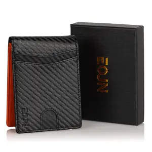 Slim Front Pocket Wallet for Men RFID Blocking Credit Card Holder 11 Slots Minimalist Carbon Fiber Gift Box