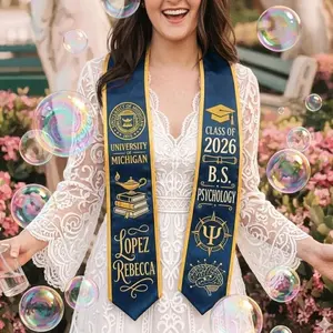 Personalized Psychology Graduation Stole, Personalized College Graduation Sash, Gift for Graduates, Class of 2026