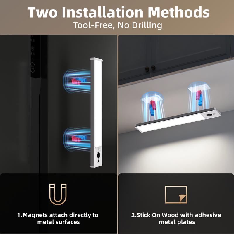 EZVALO Under Cabinet Lighting Wireless with Remote, LED Closet Lights Motion Sensor Dimmable, Magnetic & Rechargeable via USB, Energy-Saving Light for Kitchen, Wardrobe, Cupboard, Hallway & Stairs Home Decor, White Light, 5Pack Halloween Christmas Outdoor