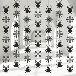 Halloween Party Decorations Spider Web Banner Garland  Theme Banner Cutouts Ribbon Streamers for Black Halloween Birthday Party Office School  Decor